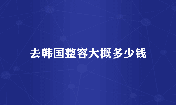 去韩国整容大概多少钱