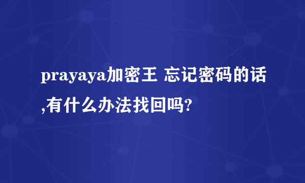 prayaya加密王 忘记密码的话,有什么办法找回吗?