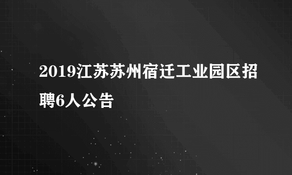 2019江苏苏州宿迁工业园区招聘6人公告