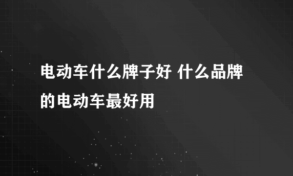 电动车什么牌子好 什么品牌的电动车最好用