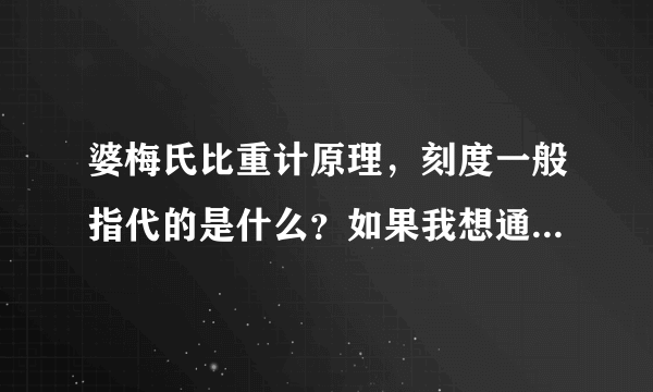 婆梅氏比重计原理，刻度一般指代的是什么？如果我想通过勾兑水改变想要的刻度该如何做？