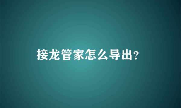 接龙管家怎么导出？