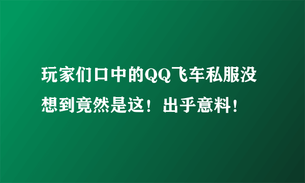 玩家们口中的QQ飞车私服没想到竟然是这！出乎意料！