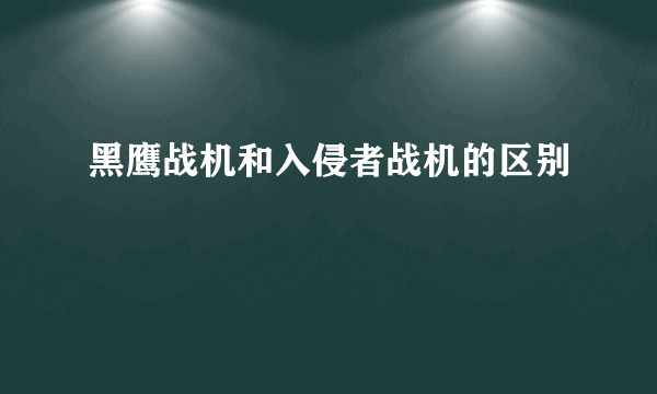 黑鹰战机和入侵者战机的区别