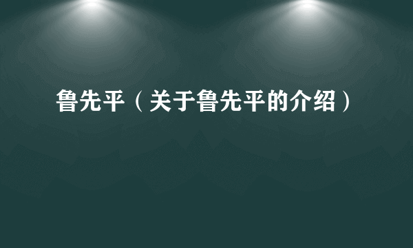 鲁先平（关于鲁先平的介绍）