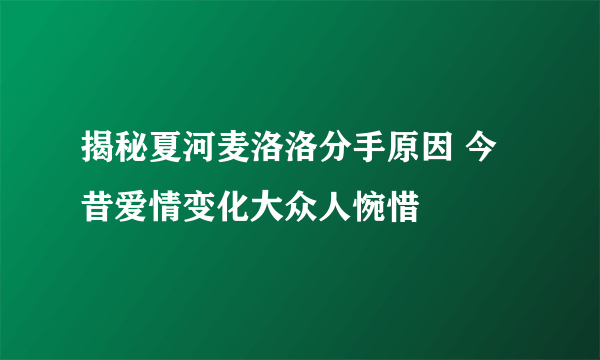 揭秘夏河麦洛洛分手原因 今昔爱情变化大众人惋惜