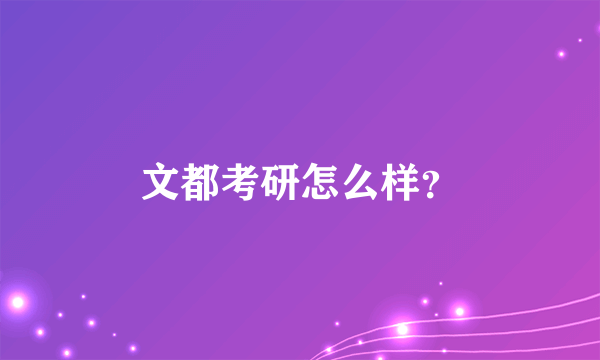 文都考研怎么样？