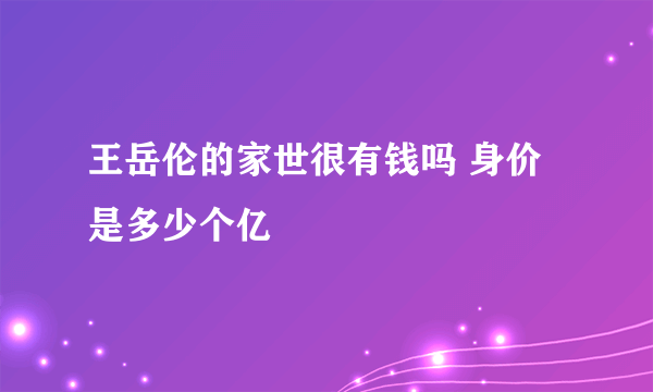 王岳伦的家世很有钱吗 身价是多少个亿