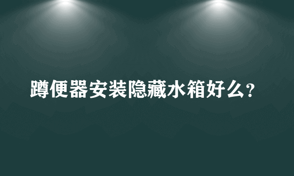 蹲便器安装隐藏水箱好么？