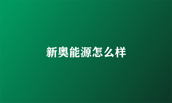 新奥能源怎么样