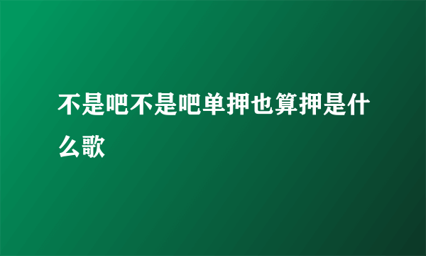 不是吧不是吧单押也算押是什么歌