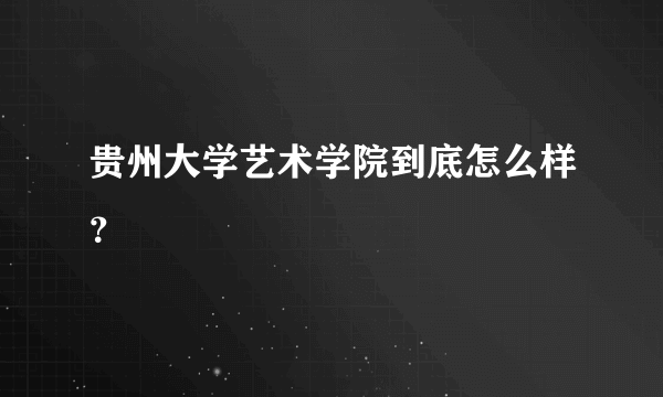 贵州大学艺术学院到底怎么样？