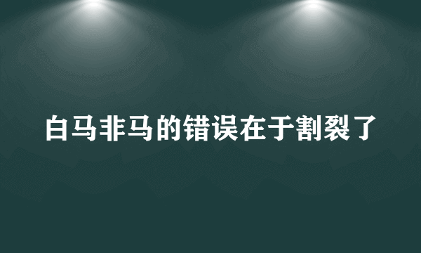 白马非马的错误在于割裂了