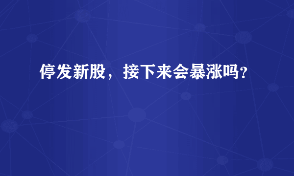 停发新股，接下来会暴涨吗？