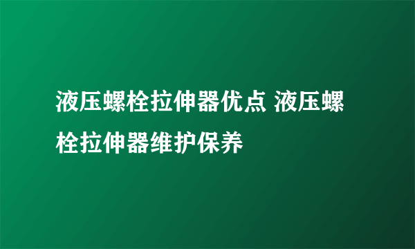 液压螺栓拉伸器优点 液压螺栓拉伸器维护保养