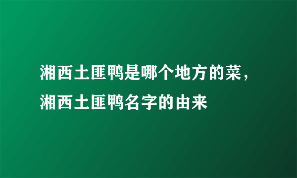 湘西土匪鸭是哪个地方的菜，湘西土匪鸭名字的由来