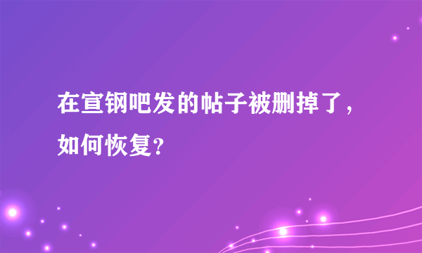 在宣钢吧发的帖子被删掉了，如何恢复？