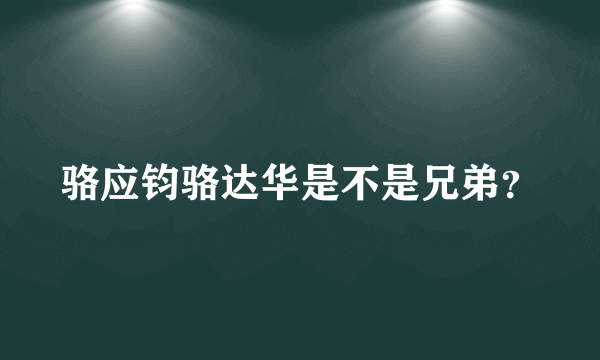 骆应钧骆达华是不是兄弟？