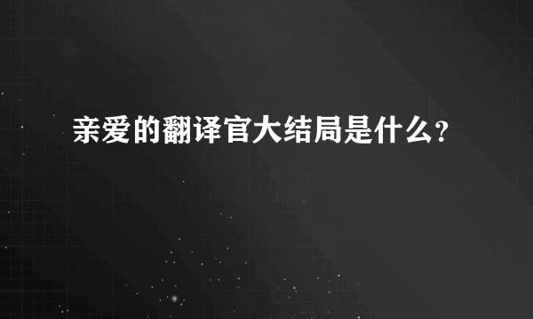 亲爱的翻译官大结局是什么？