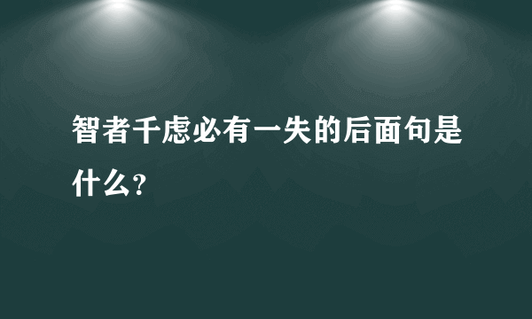 智者千虑必有一失的后面句是什么？