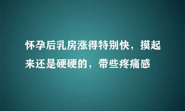 怀孕后乳房涨得特别快，摸起来还是硬硬的，带些疼痛感