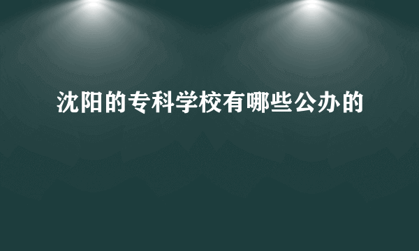 沈阳的专科学校有哪些公办的