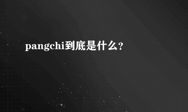 pangchi到底是什么？