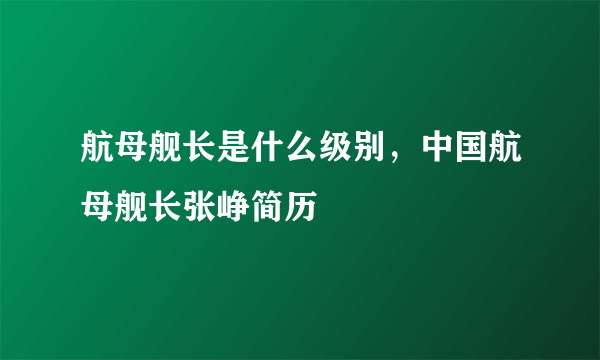 航母舰长是什么级别，中国航母舰长张峥简历