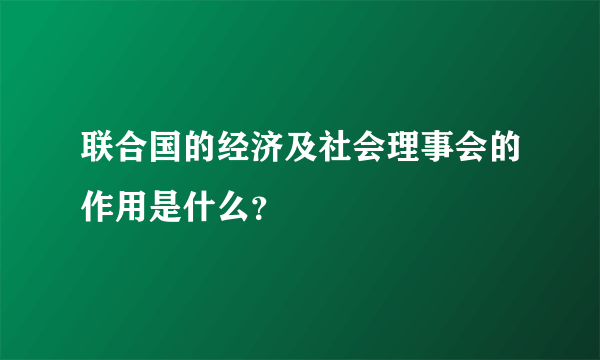 联合国的经济及社会理事会的作用是什么？