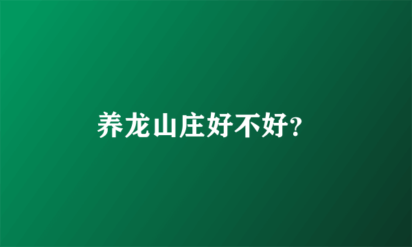 养龙山庄好不好？