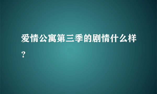 爱情公寓第三季的剧情什么样？