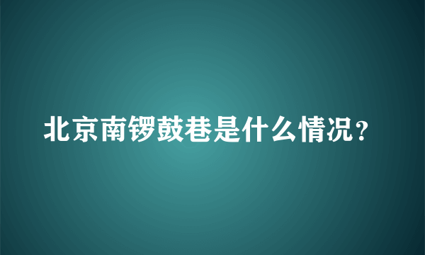 北京南锣鼓巷是什么情况？