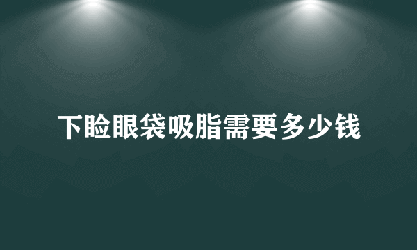 下睑眼袋吸脂需要多少钱