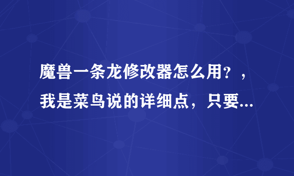 魔兽一条龙修改器怎么用？，我是菜鸟说的详细点，只要教会可以加分