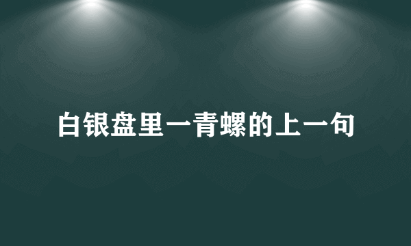 白银盘里一青螺的上一句