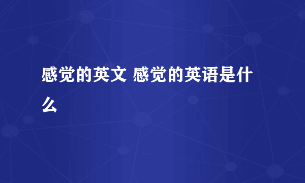 感觉的英文 感觉的英语是什么