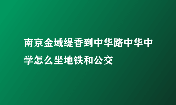 南京金域缇香到中华路中华中学怎么坐地铁和公交