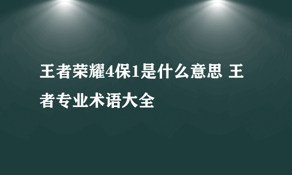 王者荣耀4保1是什么意思 王者专业术语大全