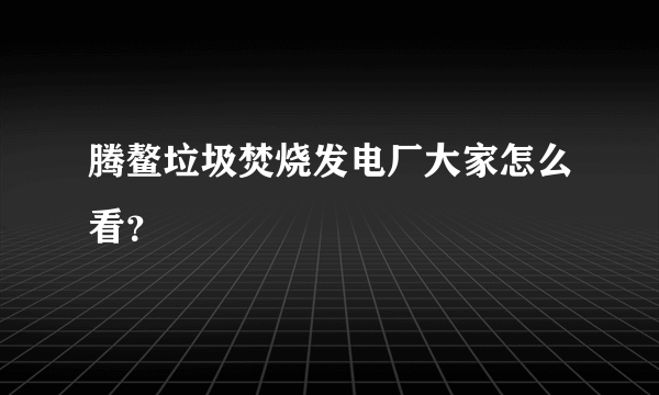 腾鳌垃圾焚烧发电厂大家怎么看？