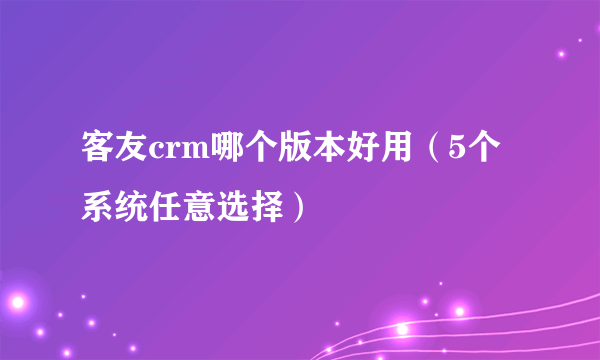 客友crm哪个版本好用（5个系统任意选择）