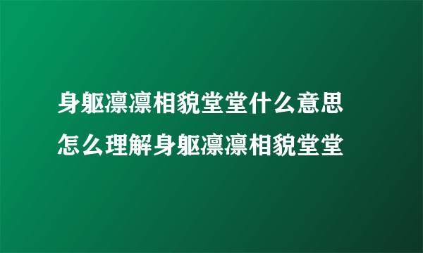 身躯凛凛相貌堂堂什么意思 怎么理解身躯凛凛相貌堂堂