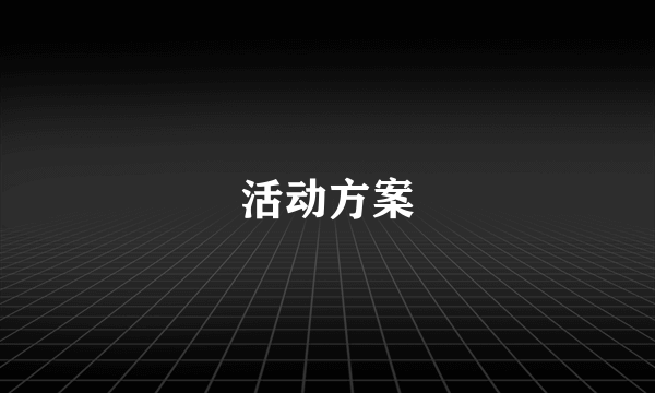 活动方案