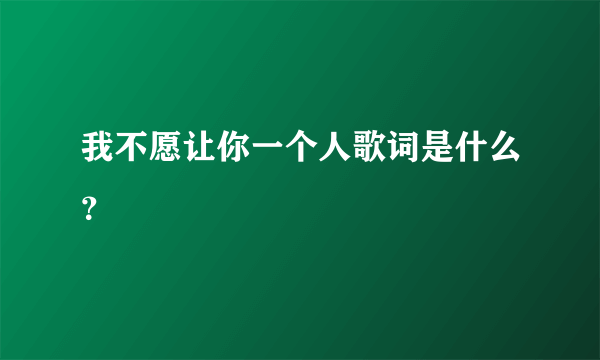 我不愿让你一个人歌词是什么？