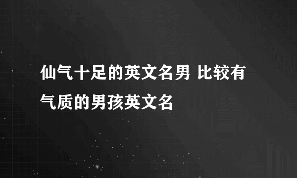 仙气十足的英文名男 比较有气质的男孩英文名