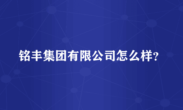 铭丰集团有限公司怎么样？