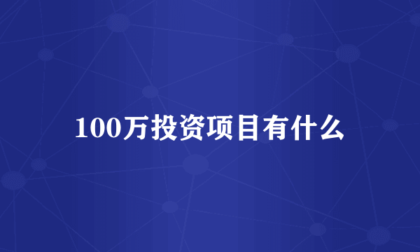 100万投资项目有什么