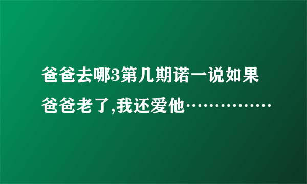 爸爸去哪3第几期诺一说如果爸爸老了,我还爱他……………