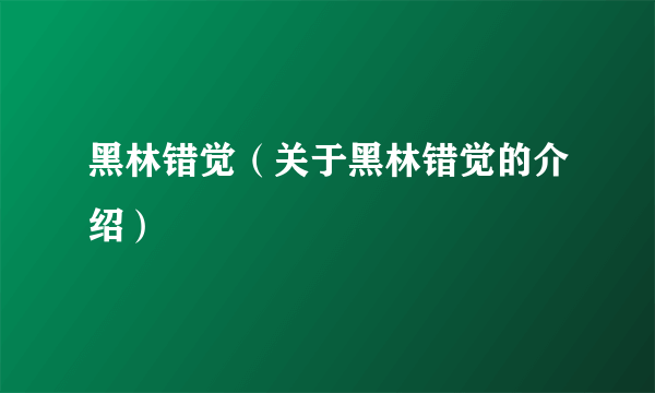 黑林错觉（关于黑林错觉的介绍）