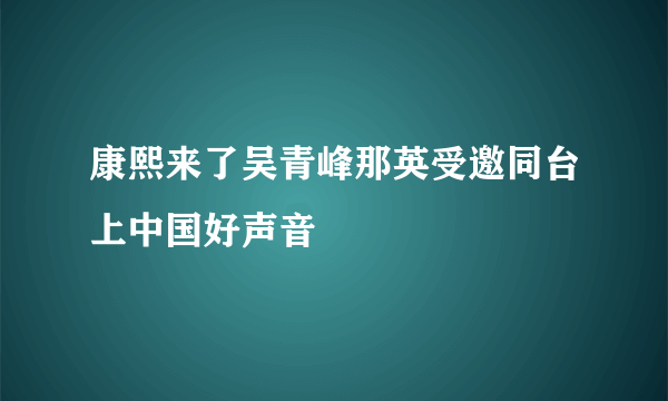 康熙来了吴青峰那英受邀同台上中国好声音