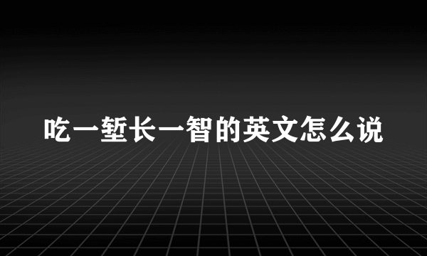 吃一堑长一智的英文怎么说